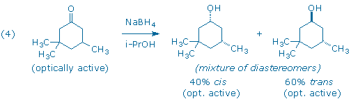 reduction of chiral trimethylcyclohexanone