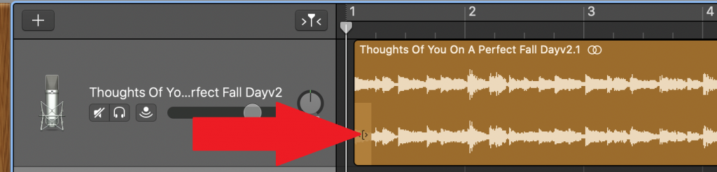 garageband how to trim in the middle of a track