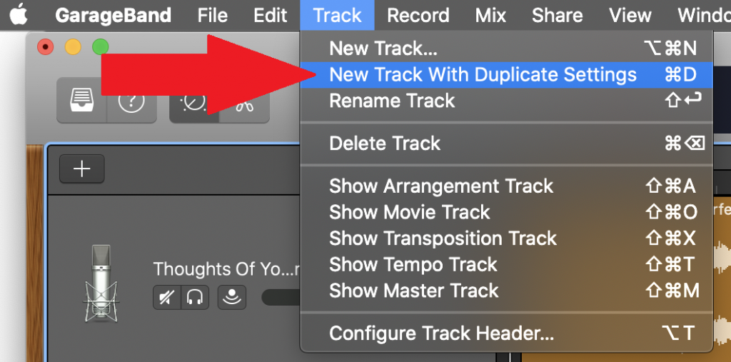 garageband how to move all tracks