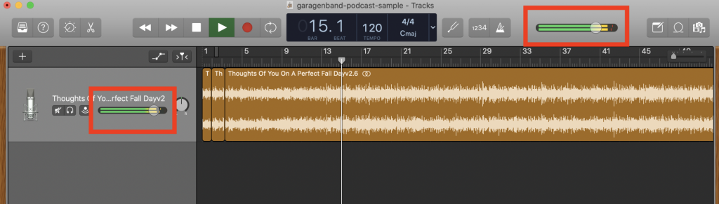 garageband how to trim in the middle of a track