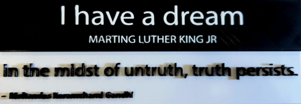 Quotes printed with 3d, one embossed