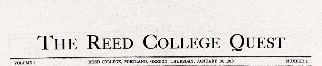Masthead reads "Reed College Quest"